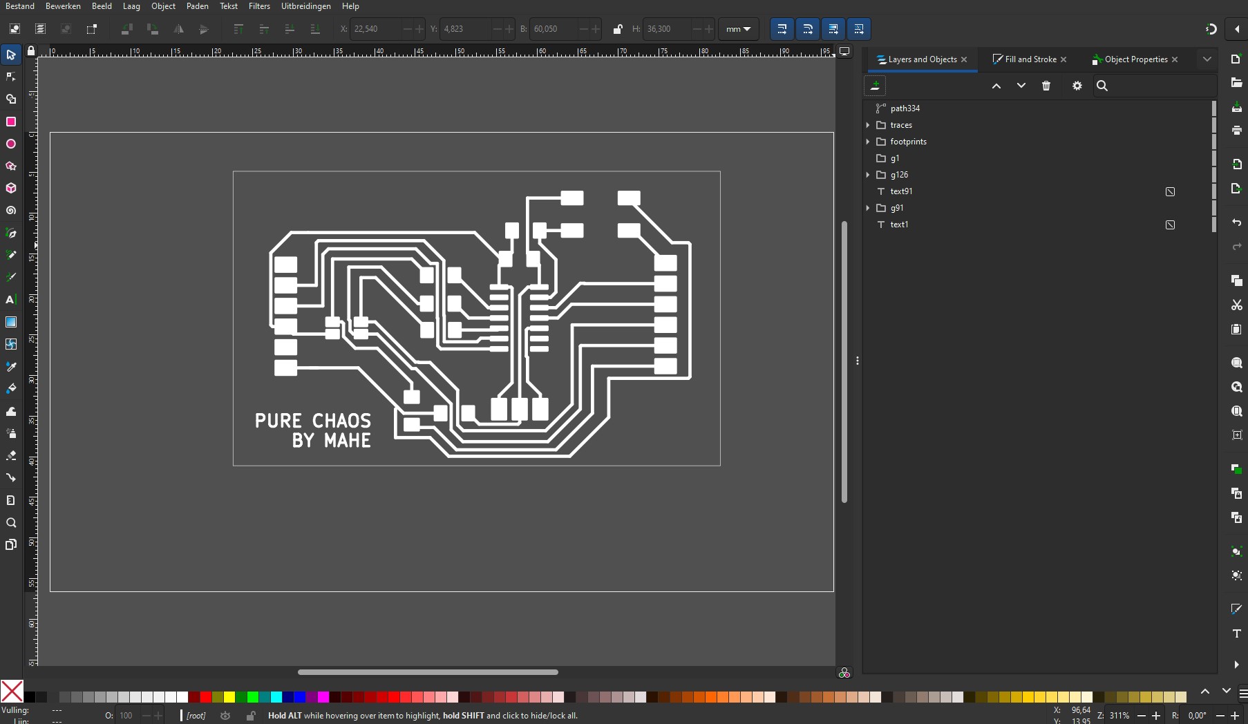 image of the pcb layout